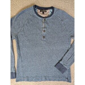 Banana Republic Men’s Blue Cotton Henley Long Sleeve Pullover Size Large Y2K